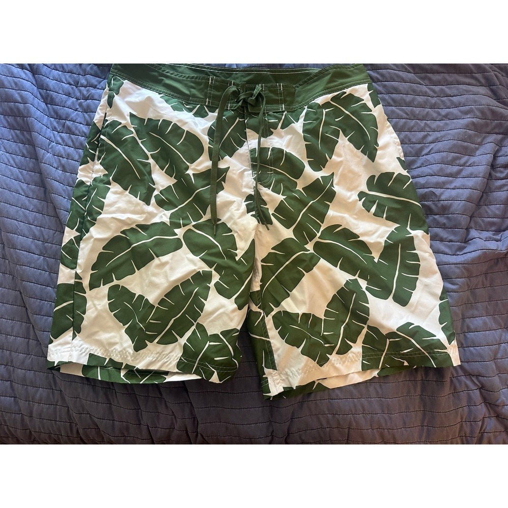 OLD‎ NAVY SIZE XL GREEN WHITE BOARD SWIM TRUNKS MEN'S SHORTS WITH MESH